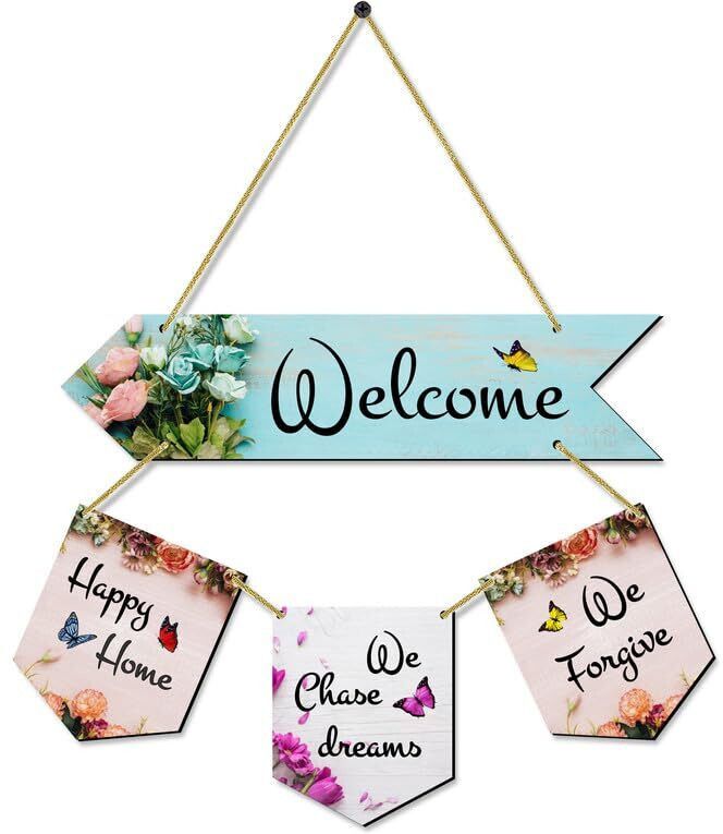 Welcome Wall Hanging Wood Art Decoration item for Living Room, Bedroom