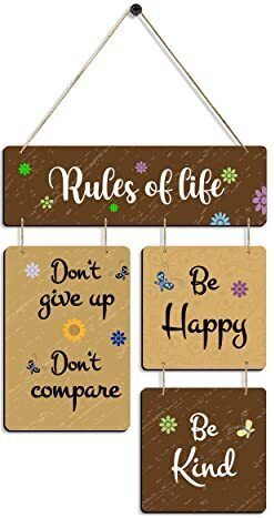 Rules of Life Wall Hanging Wooden Art Decoration item for Living Room, Bedroom