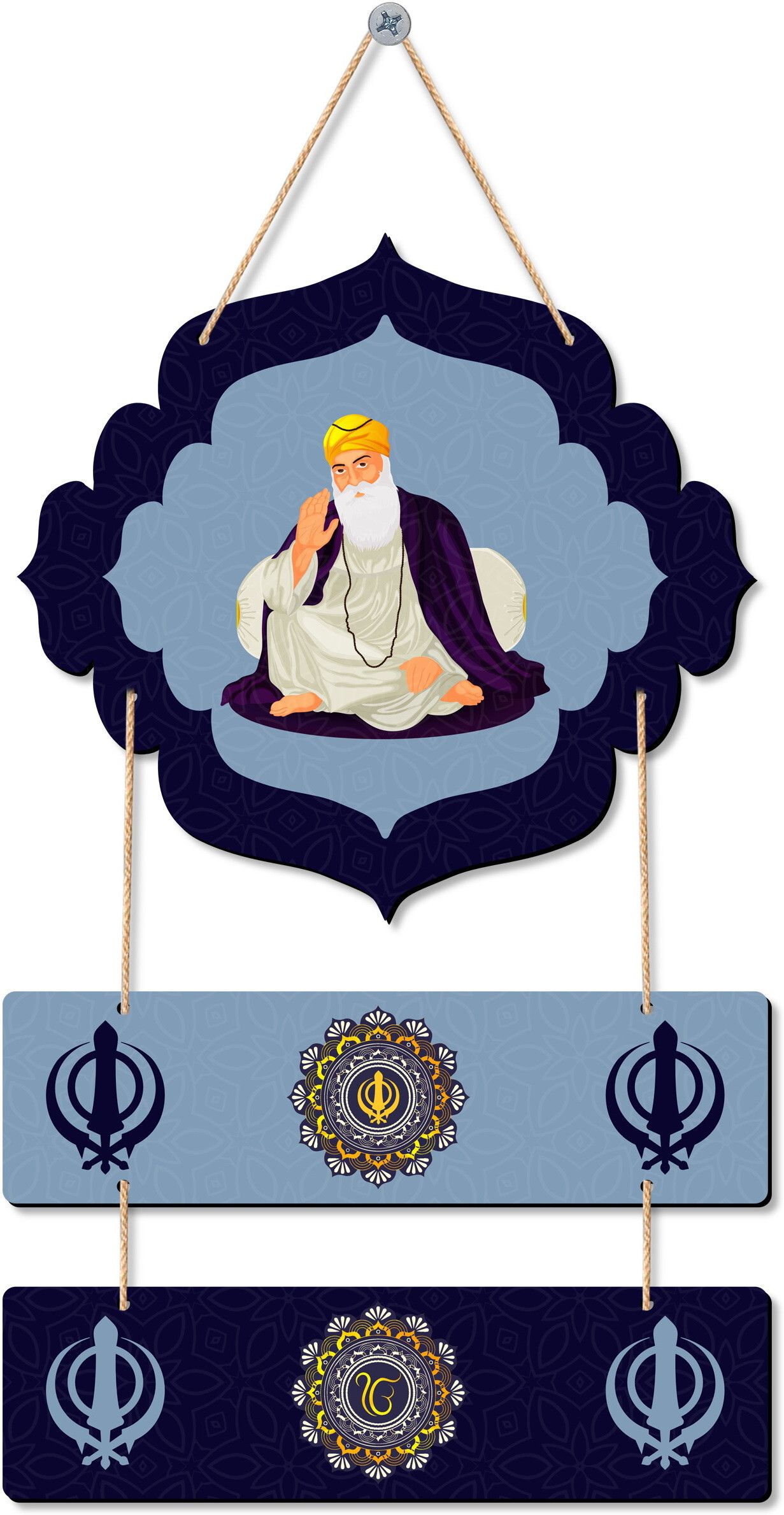 Art Designer Wooden Wall Hanging | Decoration Items for Home (Guru Nanak Dev)