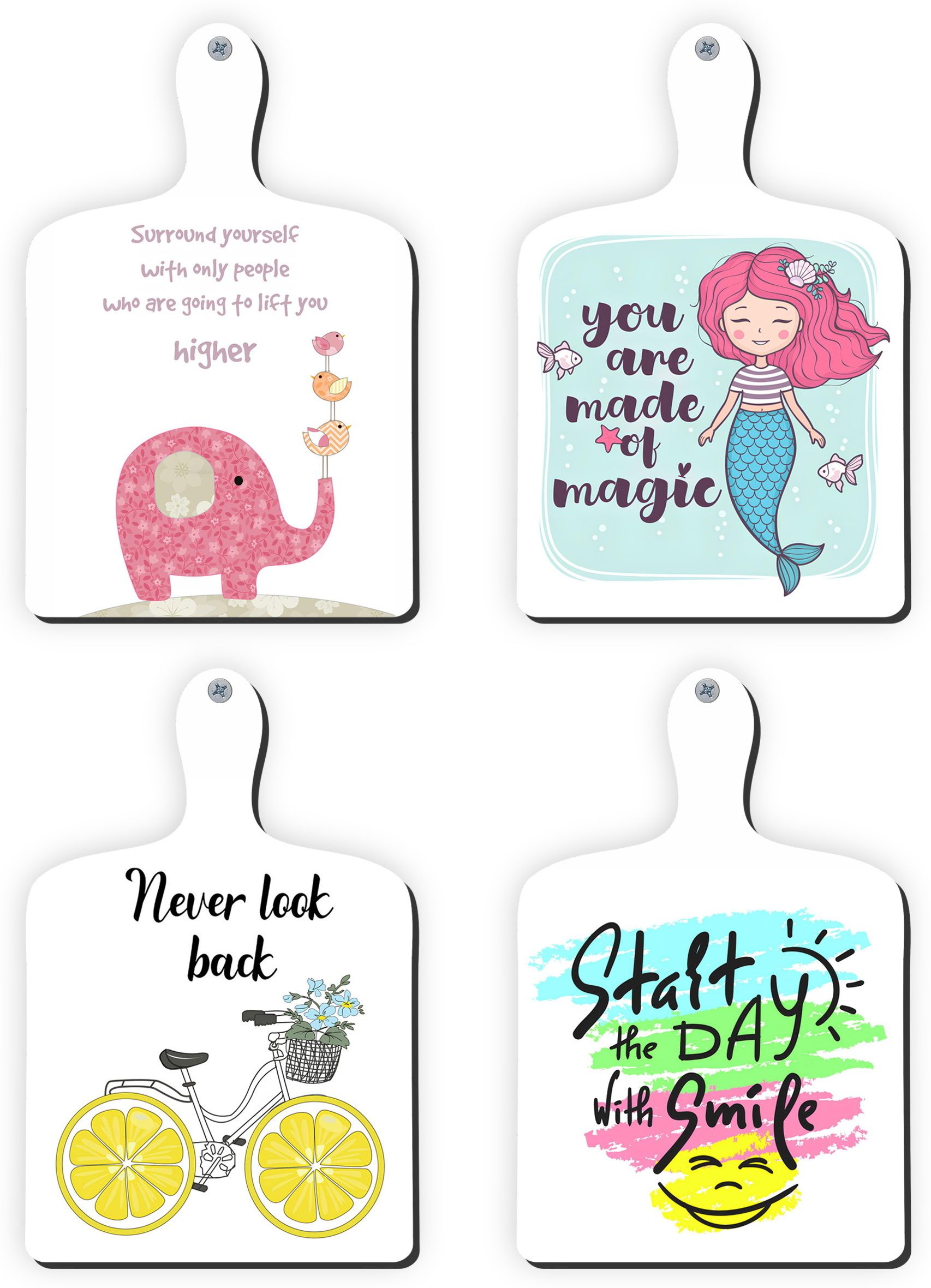 Wooden Wall Hanger For Home Office Living Room (Naver Look Back Positive Quote)