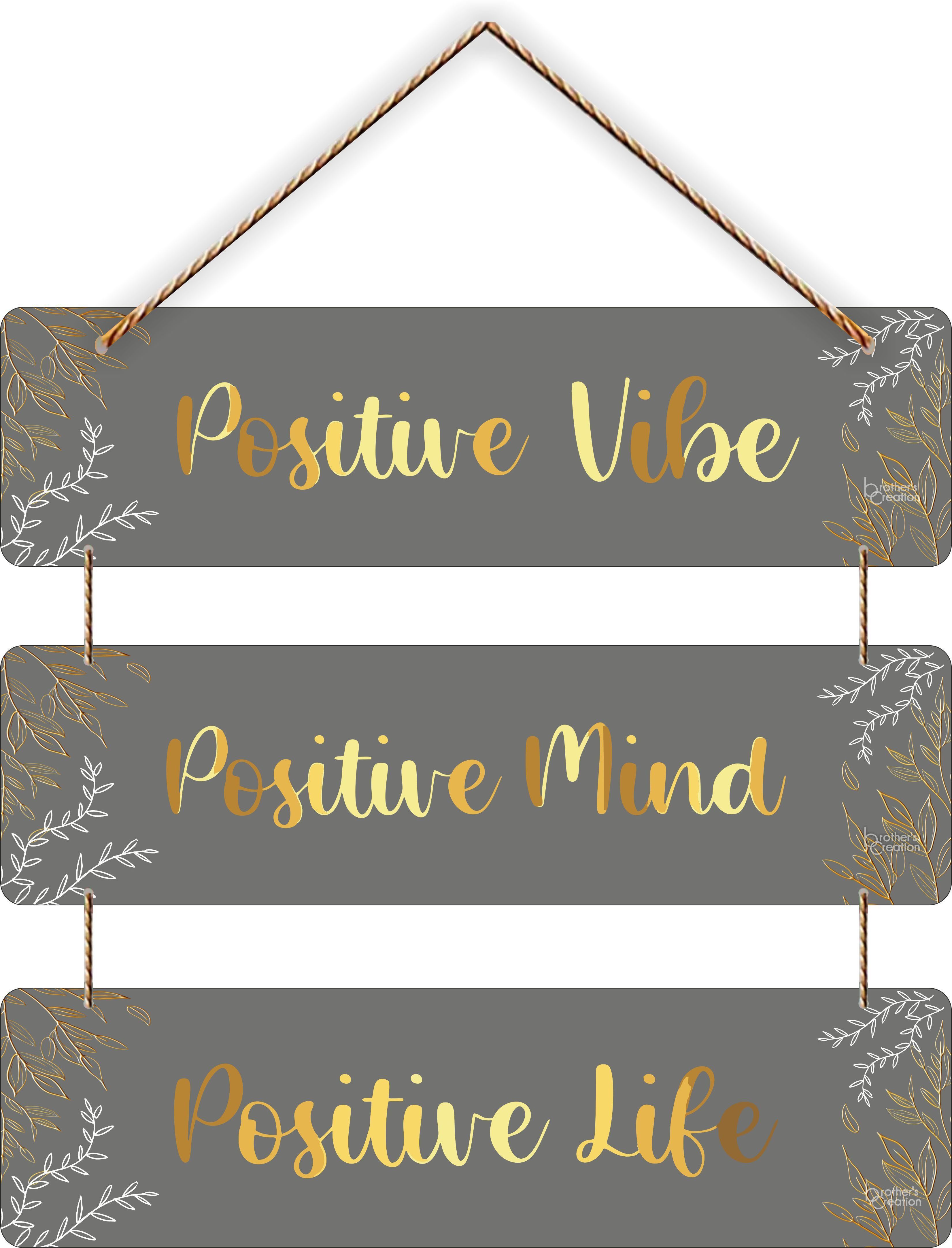 Positive mind/life/vibes wooden wall hanging for home décor