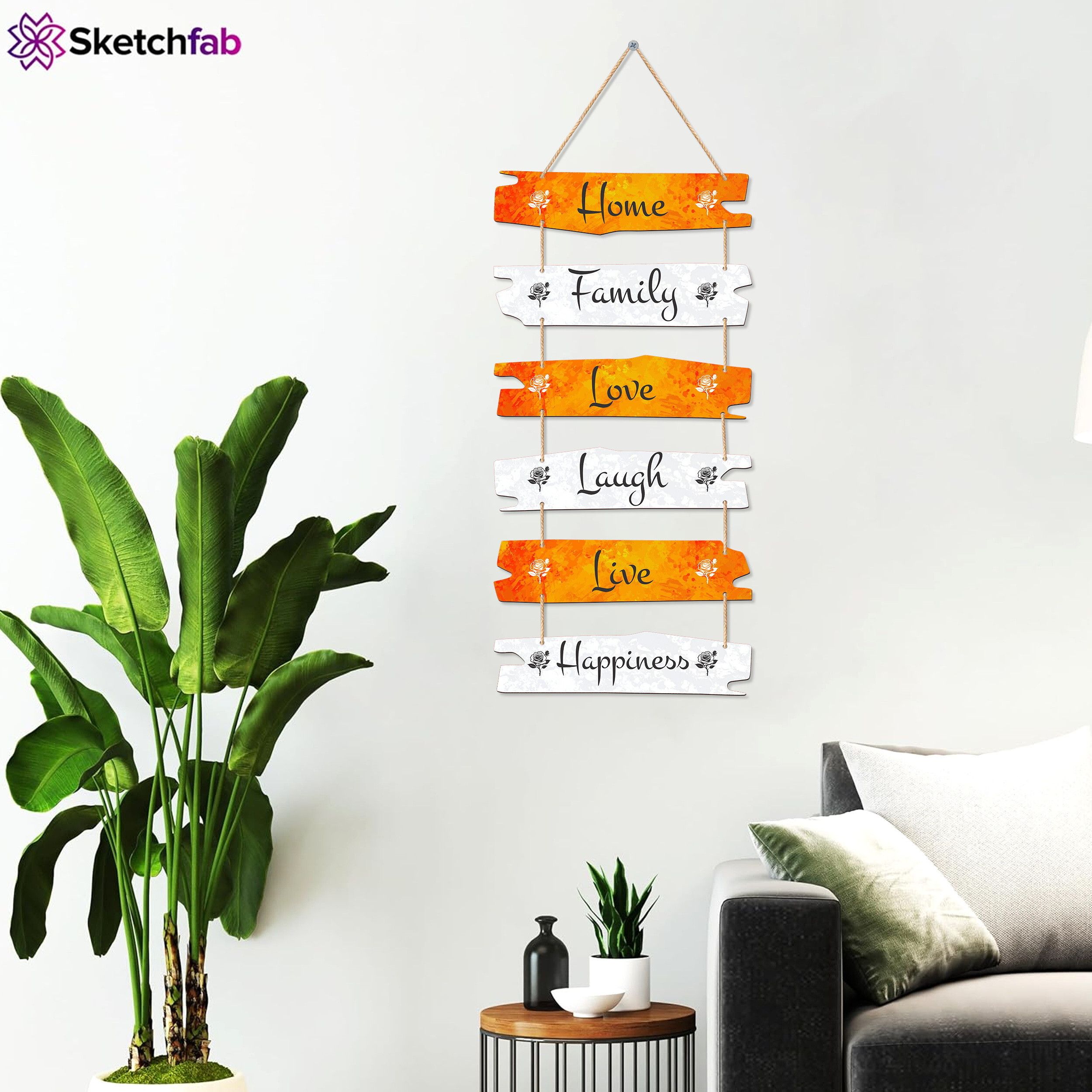 Wooden Wall Hanger For Home | Office Living Room Gift (Home Positive Quote)