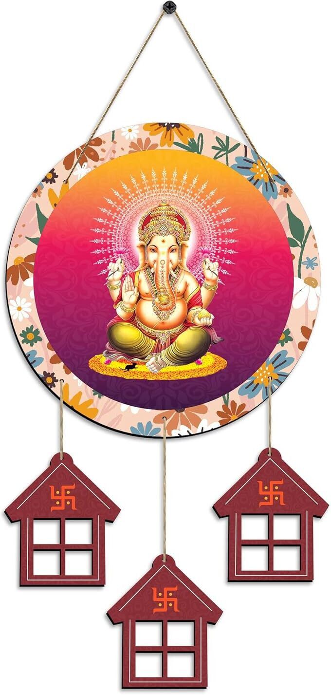 Ganesh Wall Hanging Wooden Art Decoration item for Living Room, Bedroom, Home