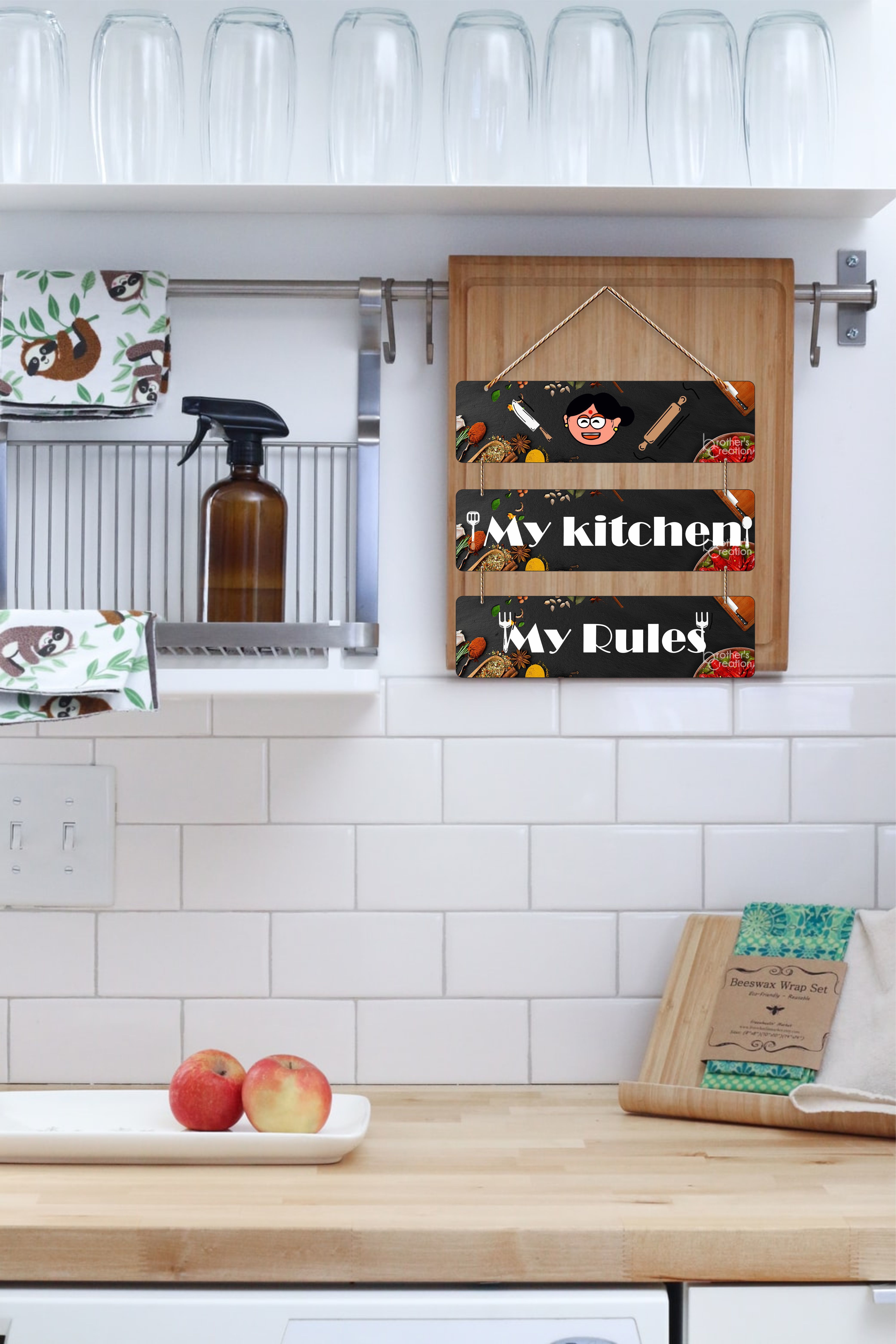 Moms Kitchen Wooden wall hanging for Home and kitchen wall decoration Hanging