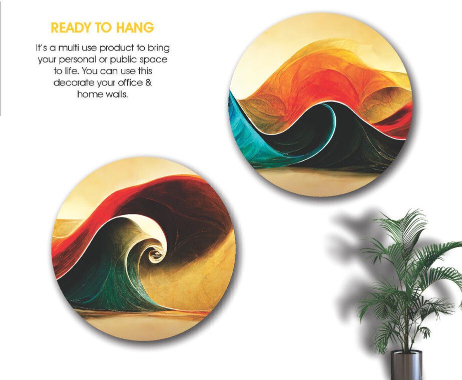 Round Shaped Modern Art MDF Wall Painting for Living Room,Office And Bedroom