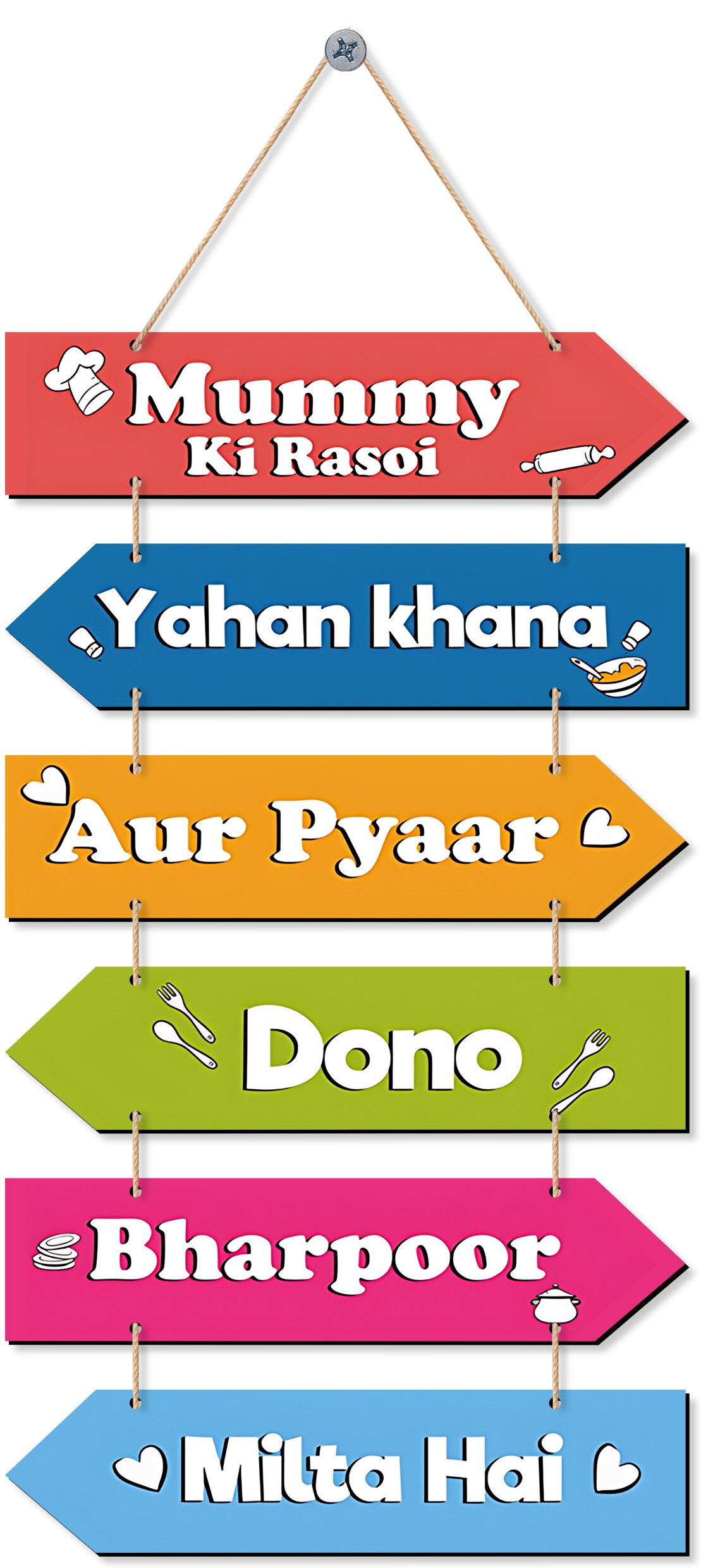 Mummy Ki Rasoi Wall Hanging Wooden Art Decoration item for Living Room, Bedroom