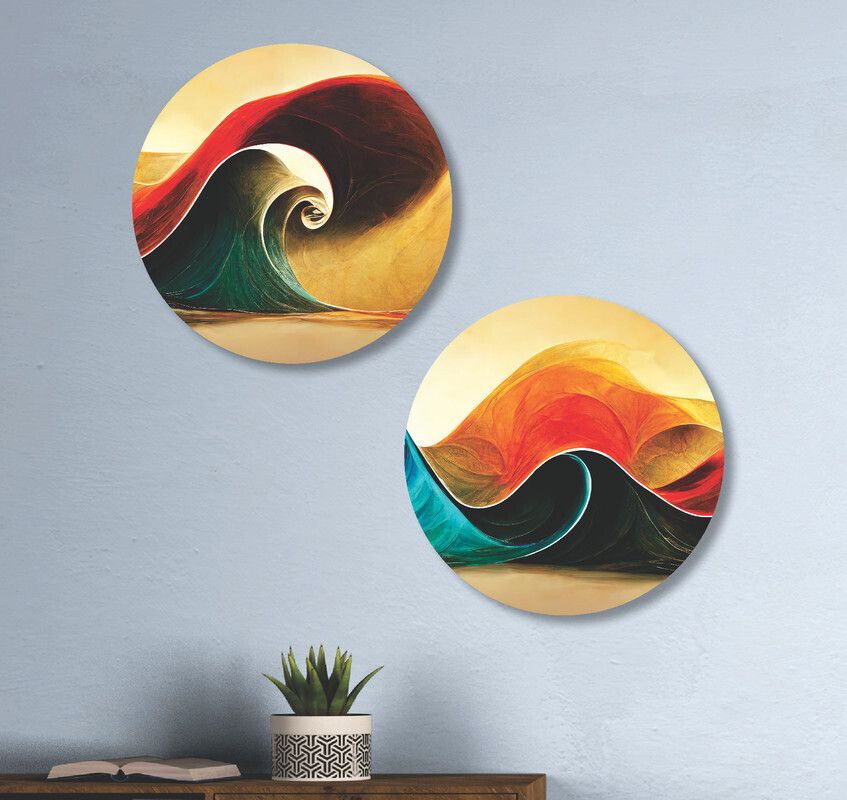 Round Shaped Modern Art MDF Wall Painting for Living Room,Office And Bedroom