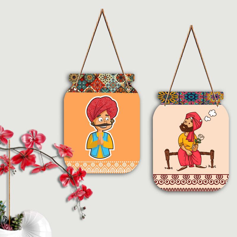 Rajasthani jar shapeMdf Wooden Wall Hanging , wall painting