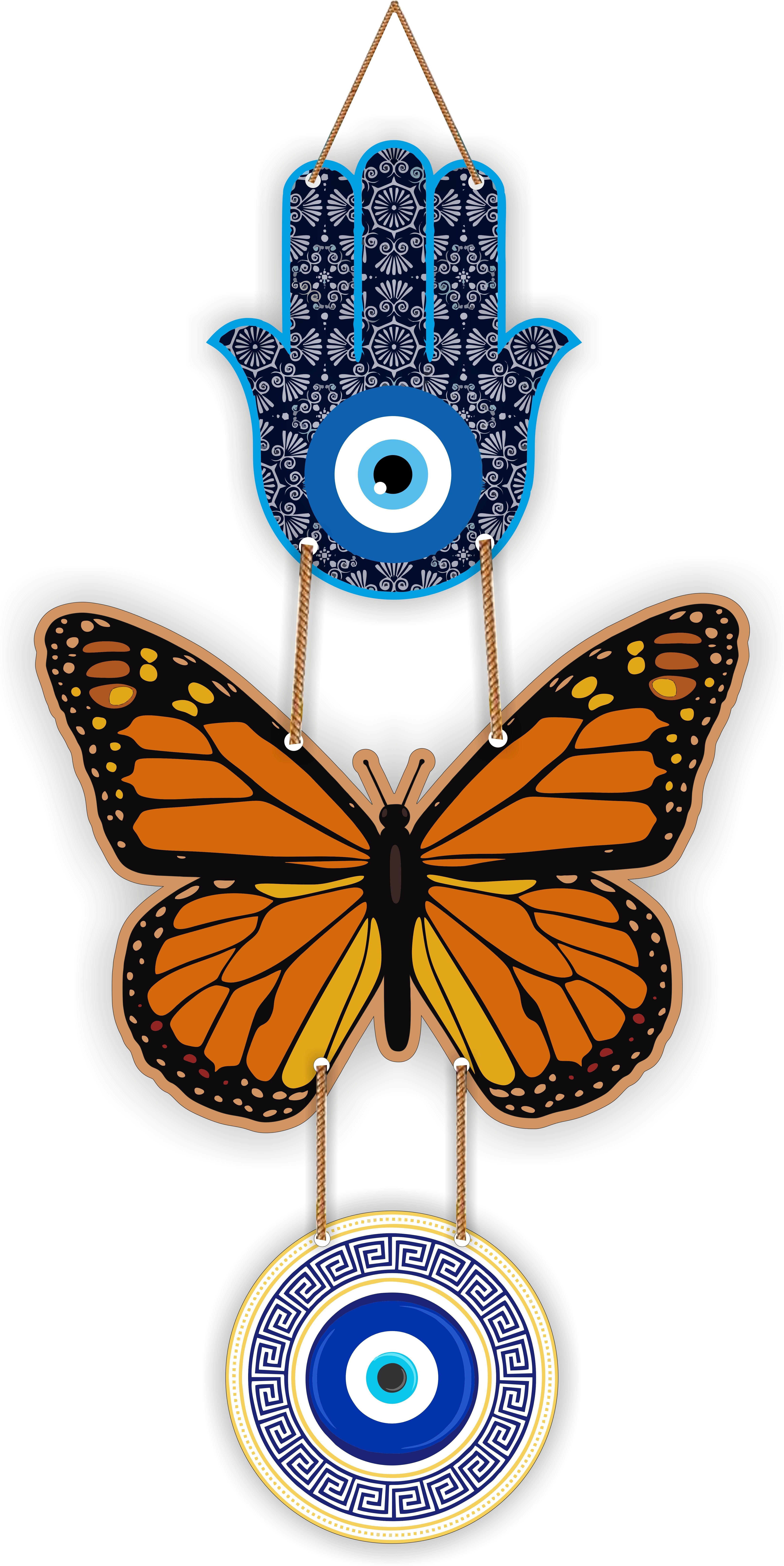 Wooden Butterfly Evil Eye Wall Hanging for Wall Decor | Home Decor Items