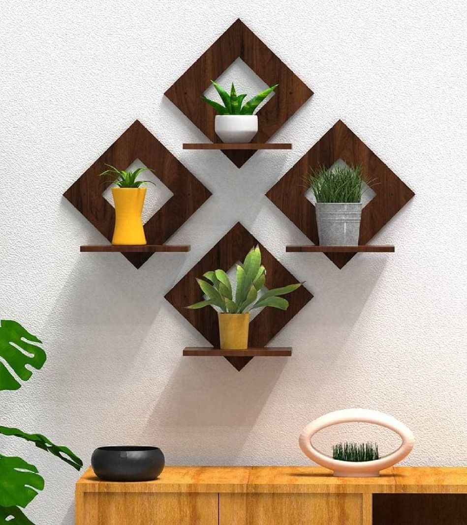 Wooden Square Shaped Multipurpose Wall hanging / Decor Stand / Flower Pot Stand