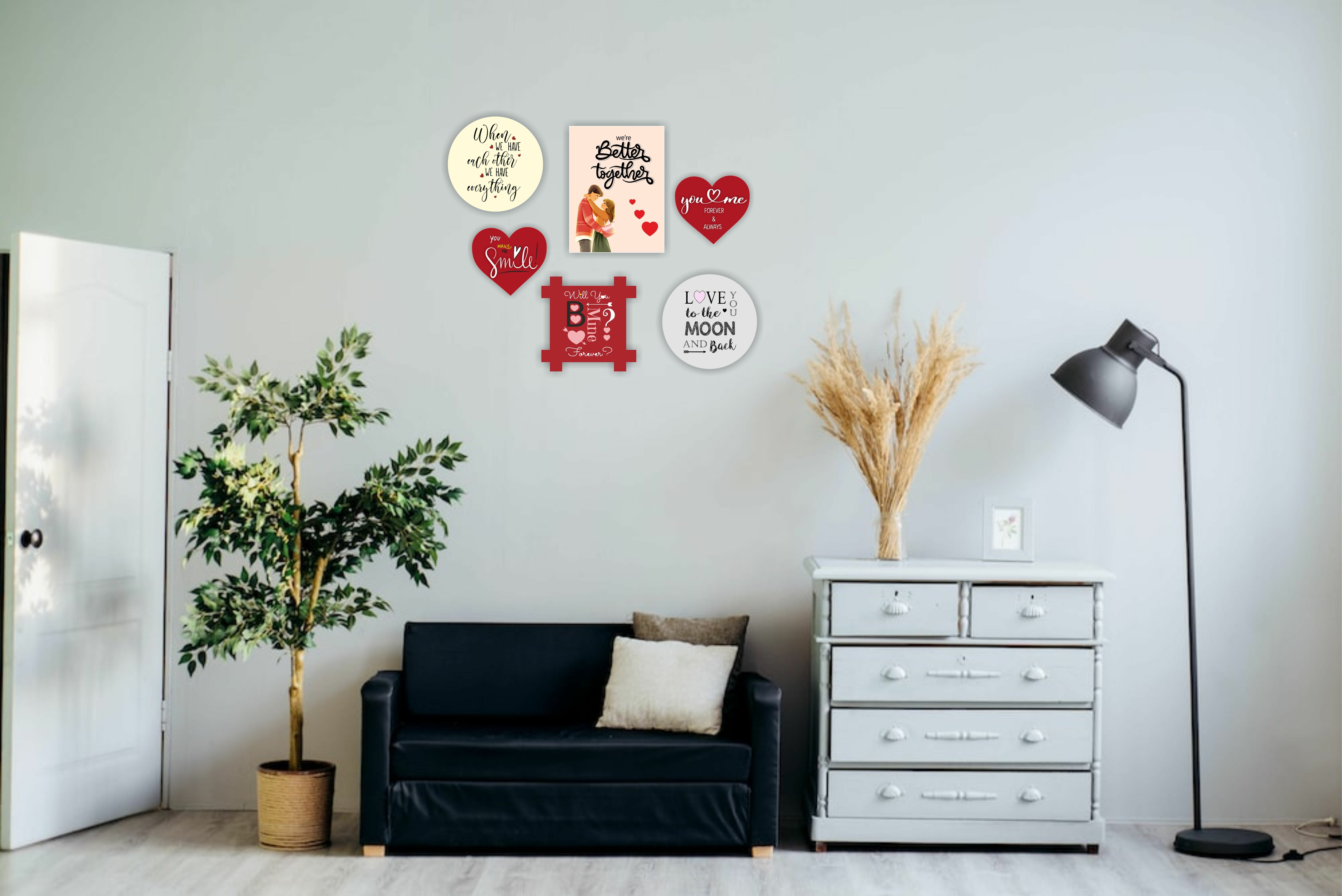 Love couple MDF Wooden Wall Hanger for Livingroom