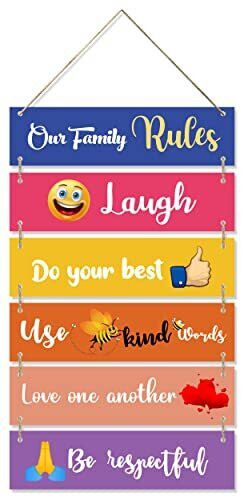 Our Family Rules Wall Hanging Wooden Art Decoration item for Living Room