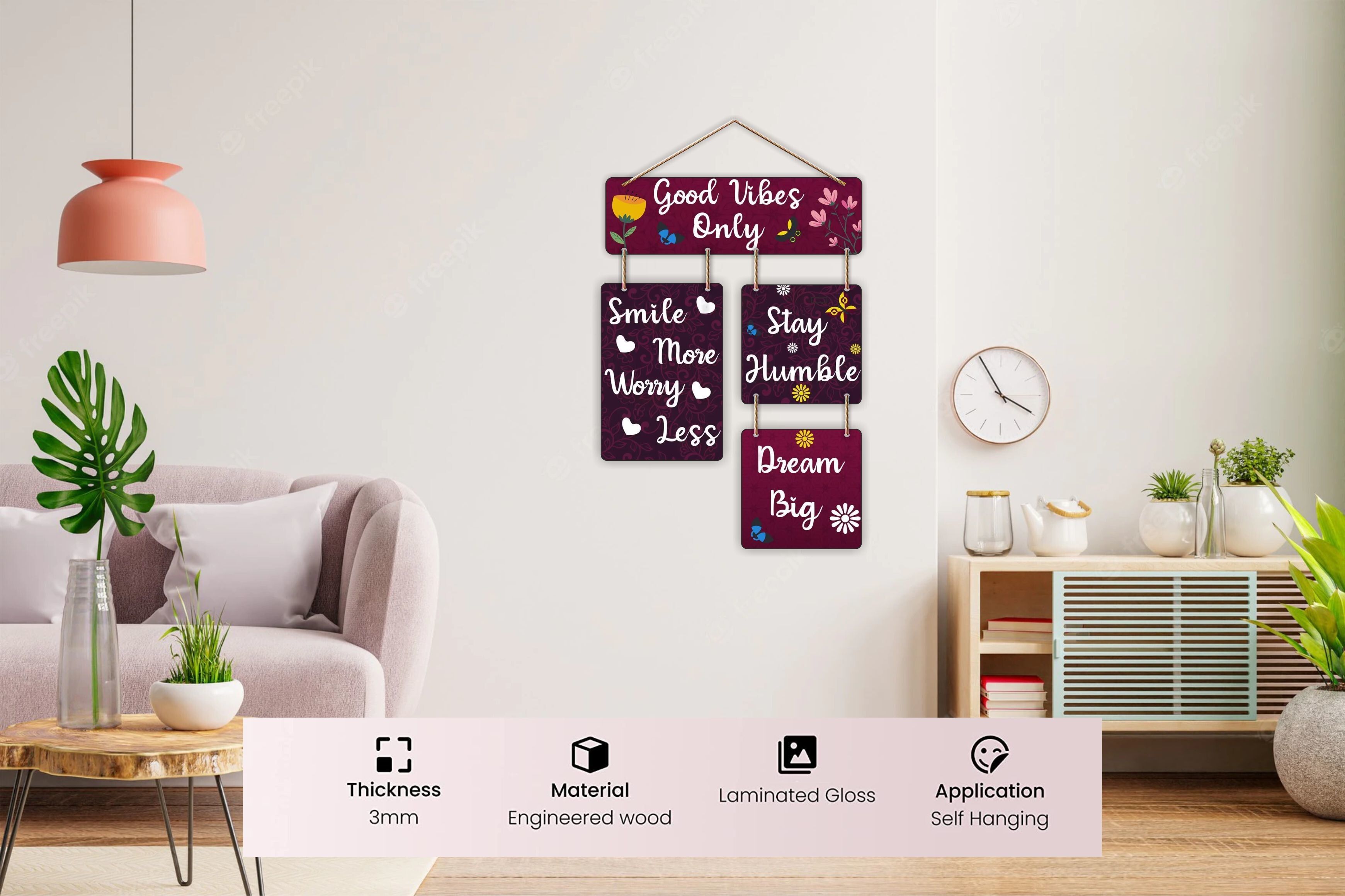 Good Vibes Only Decorative Wooden Wall Hanging for Home Decor Accessory