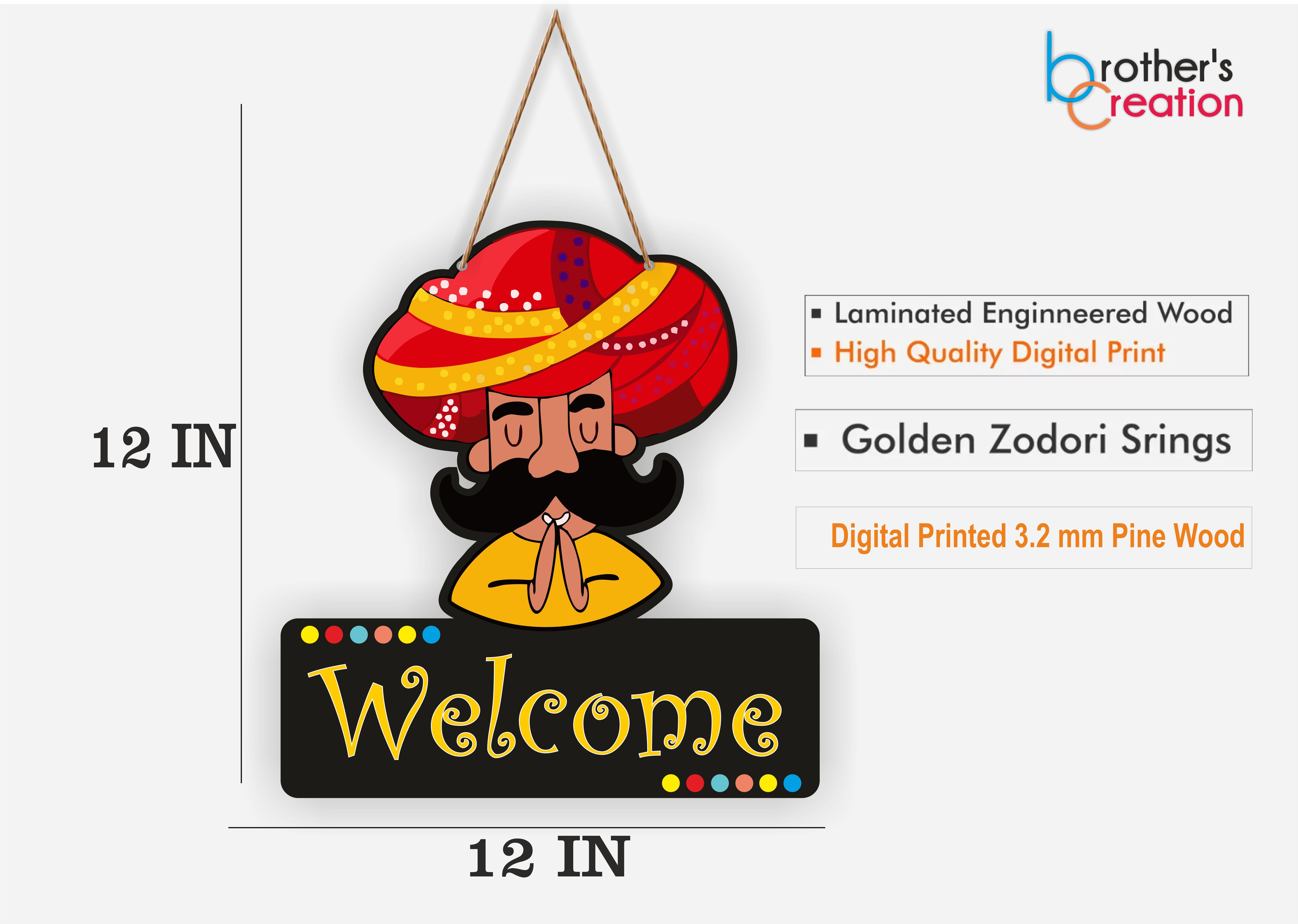 Welcome Rajasthani art wooden wall hanging for Home Decor wall decoration