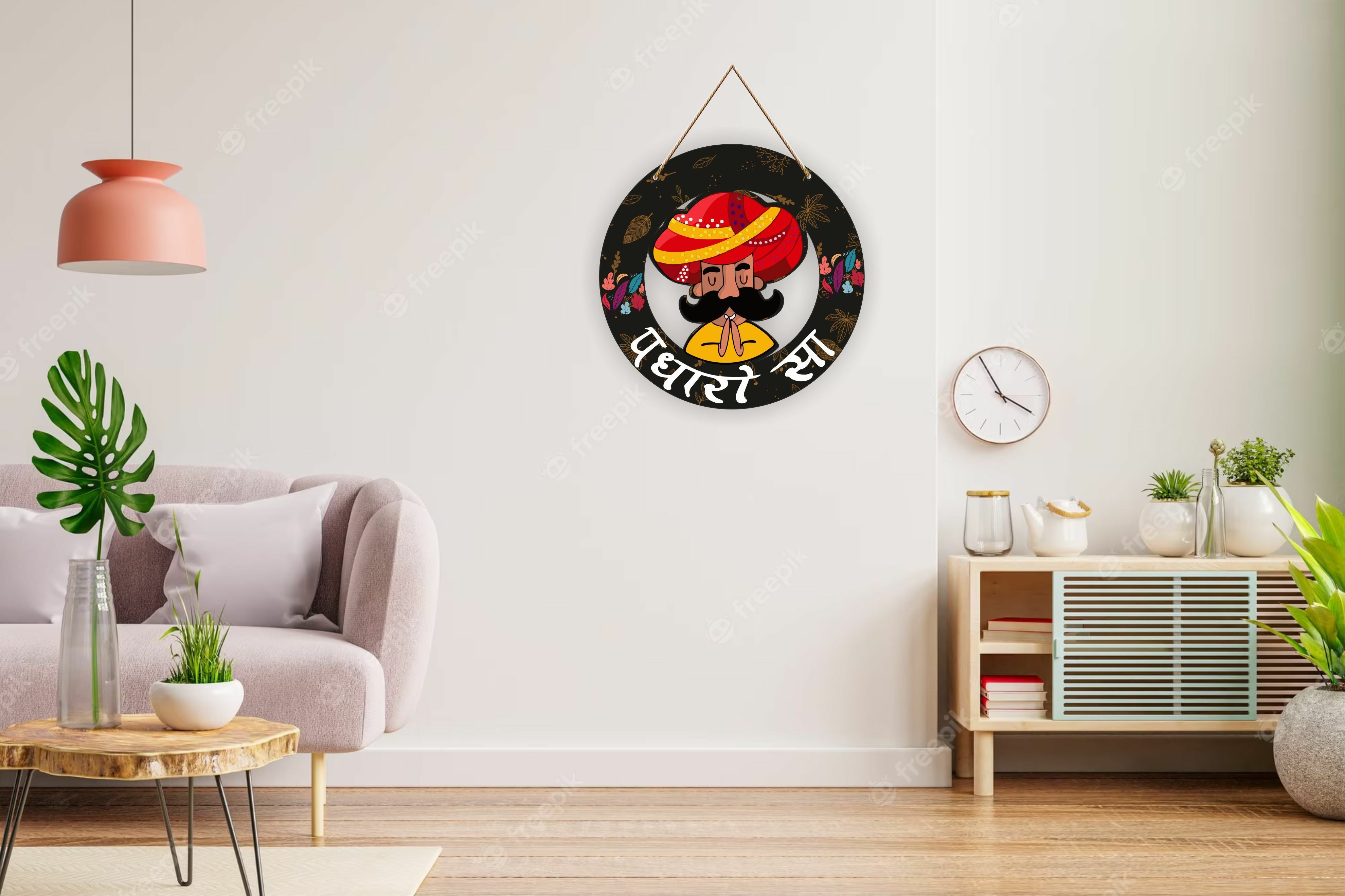 Padharo Sa Rajasthani Designer Art Wooden wall hanging for Home Decor