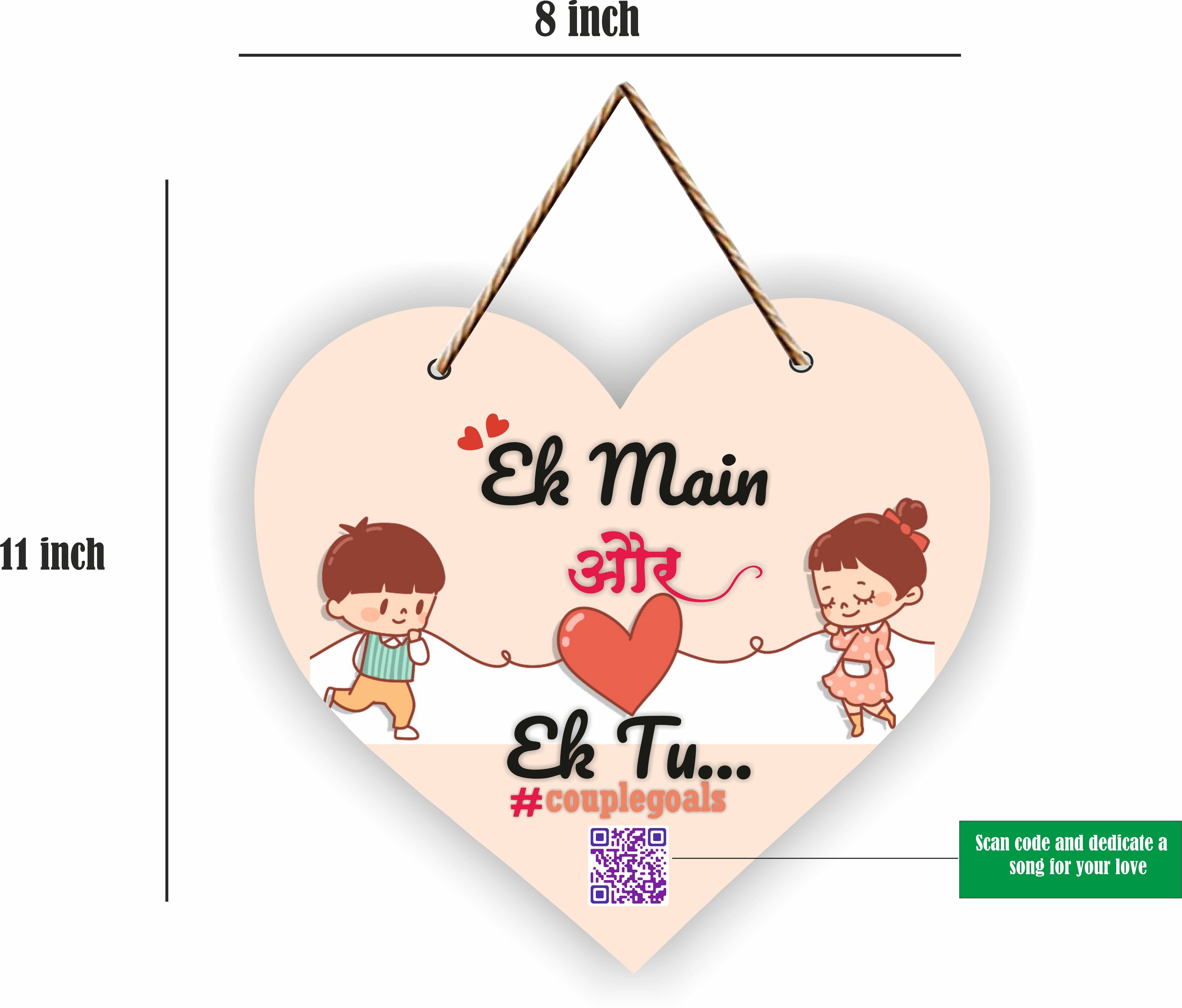 Love couple MDF with QR CODE scan code play song gifts Wooden hanging