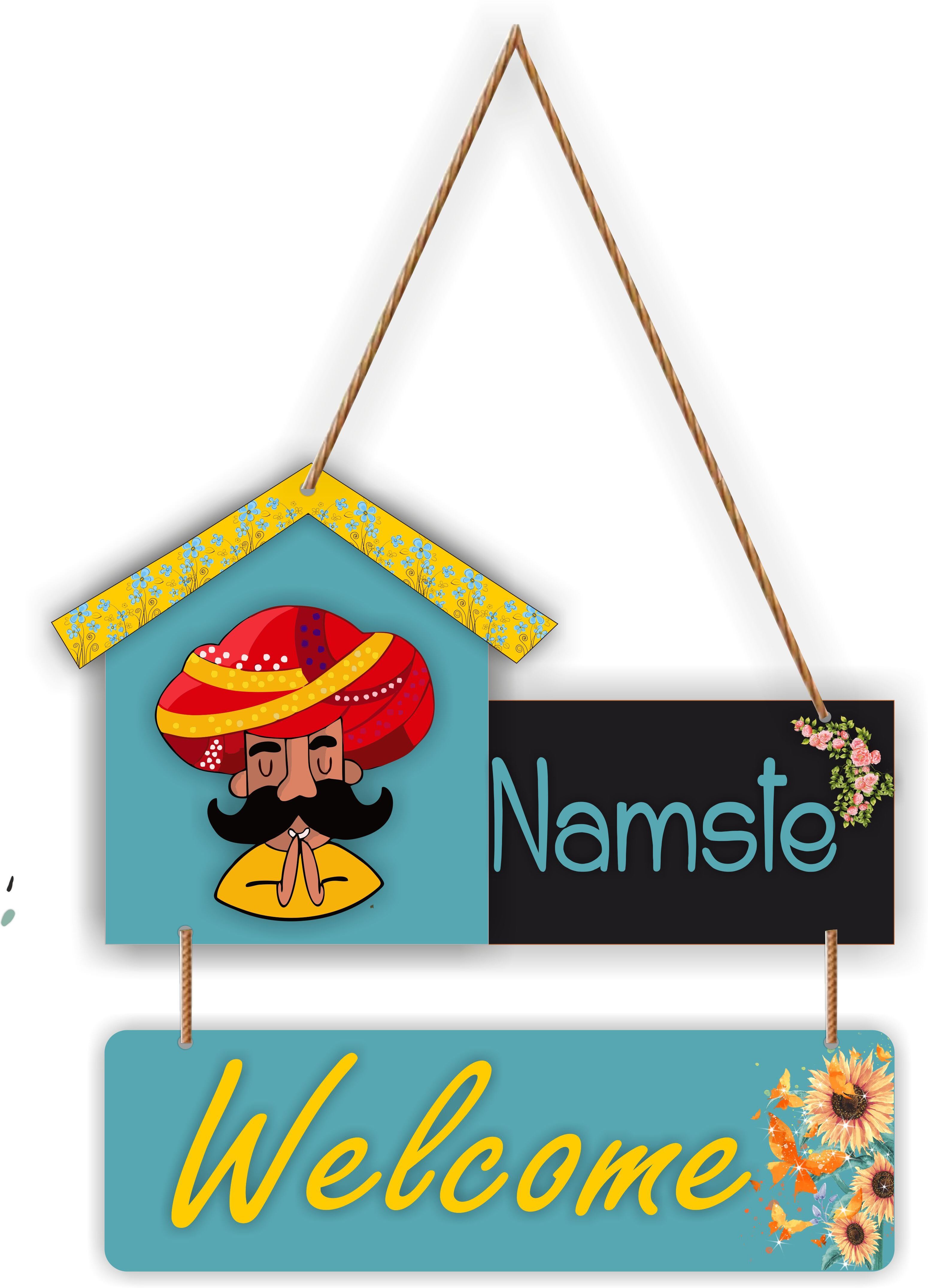Namaste Welcome Quotes Wooden Wall Hanging Decorative Item for Home Décor