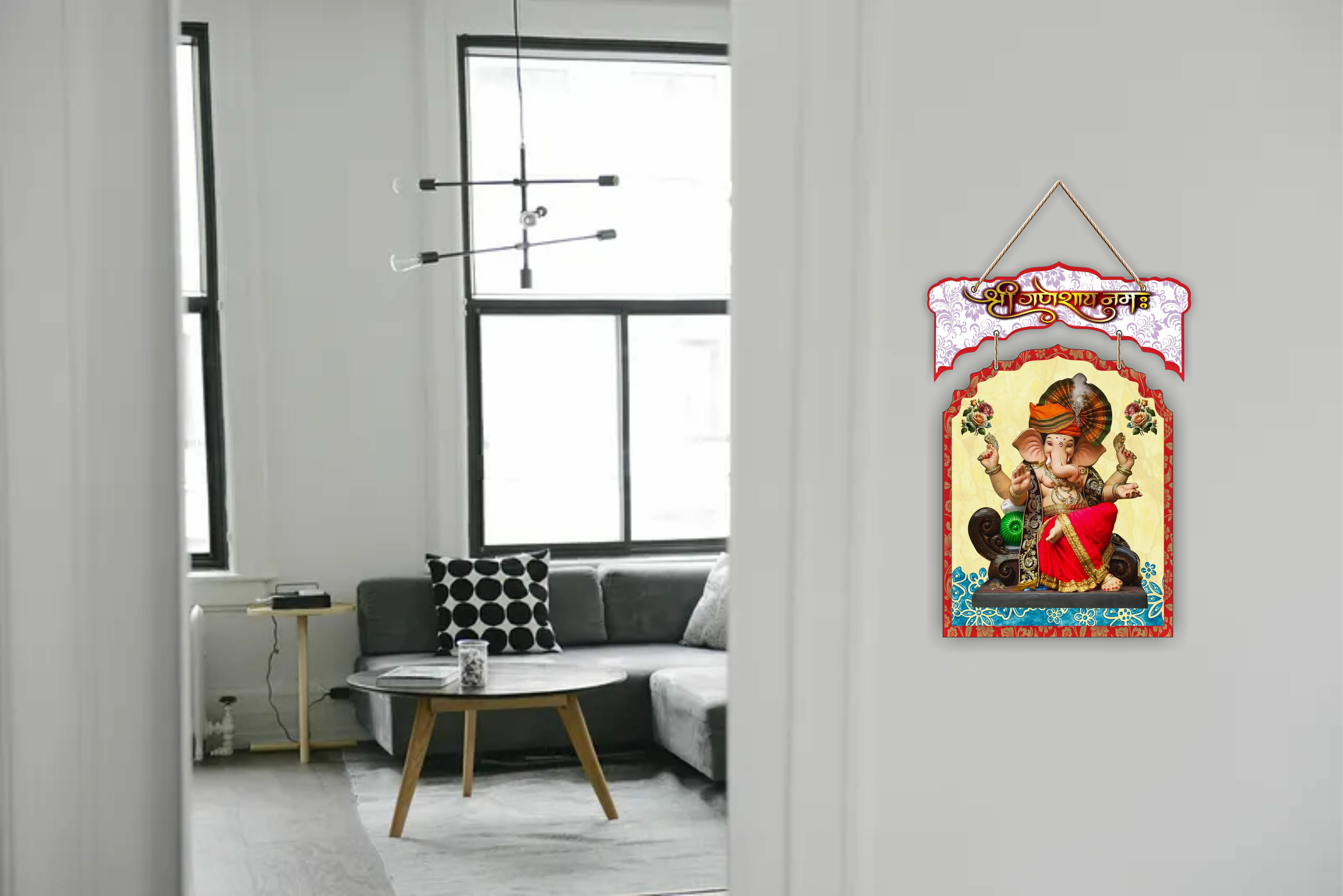 Lord Ganesha Wooden wall hanging for mandir and home wall decoration