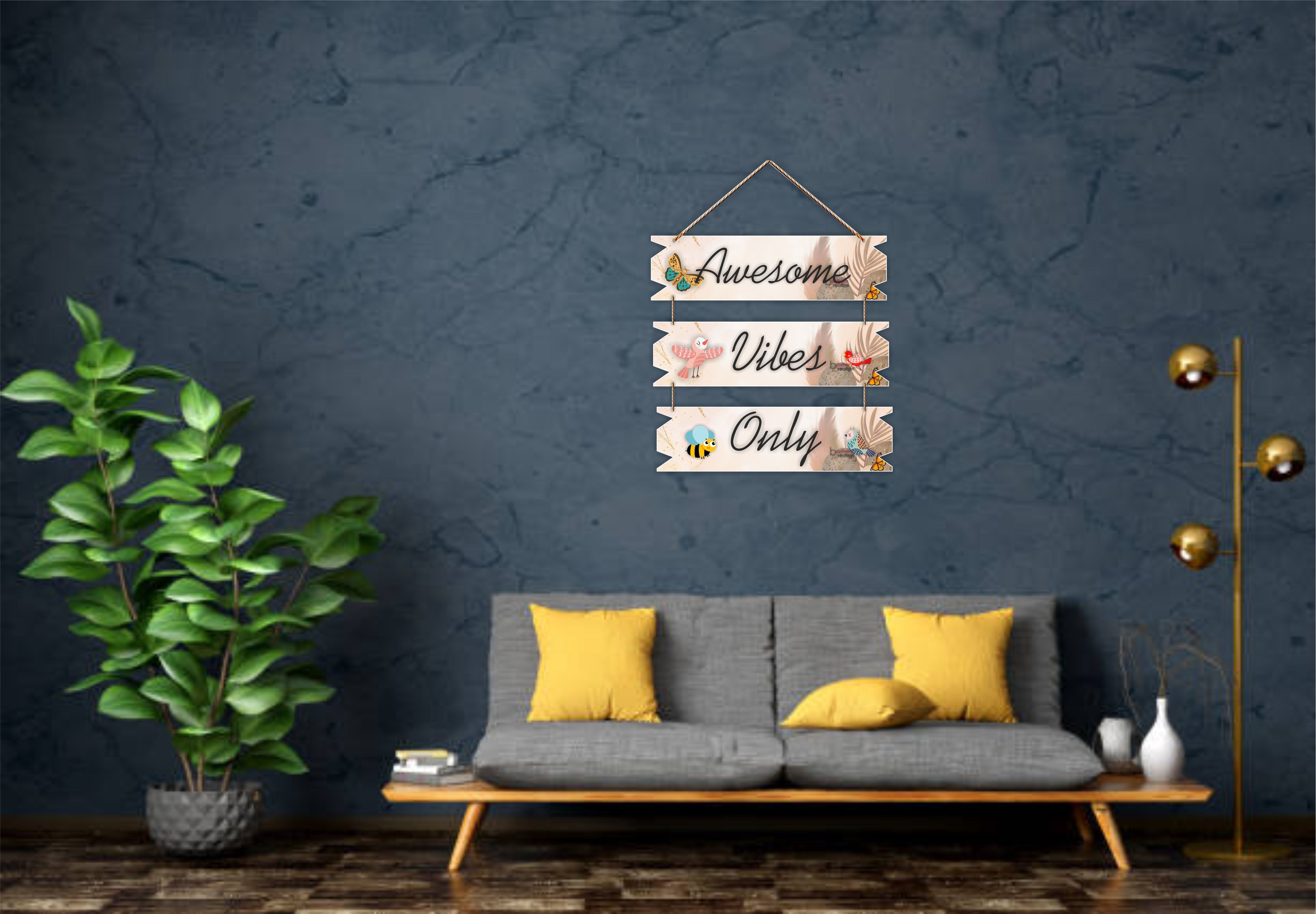 Awesome vibes Only Wooden Wall hanging for home/livingroom/office gift