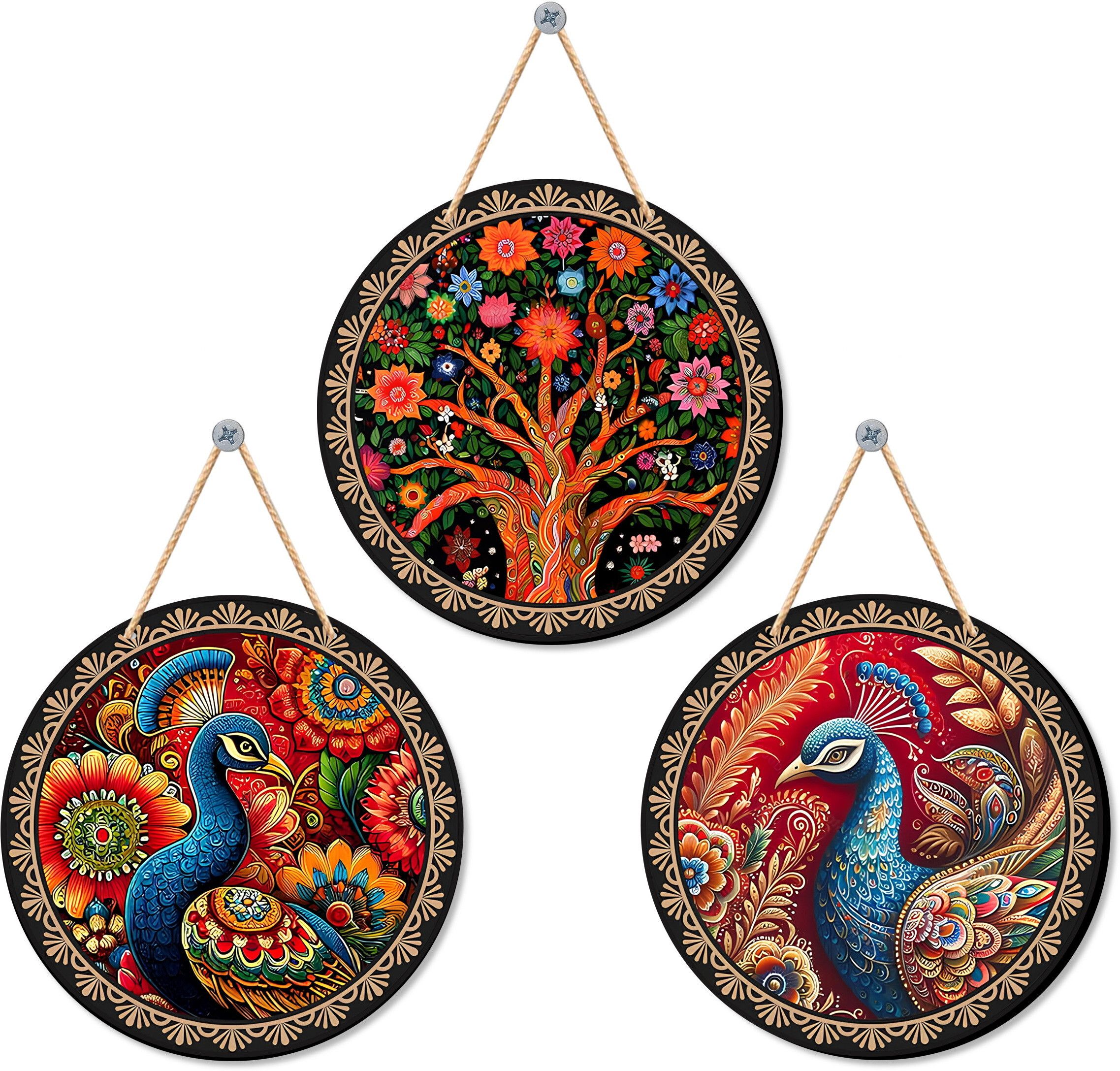 Peacock Wall Hanging Wooden Art Decoration item for Living Room, Bedroom, Home
