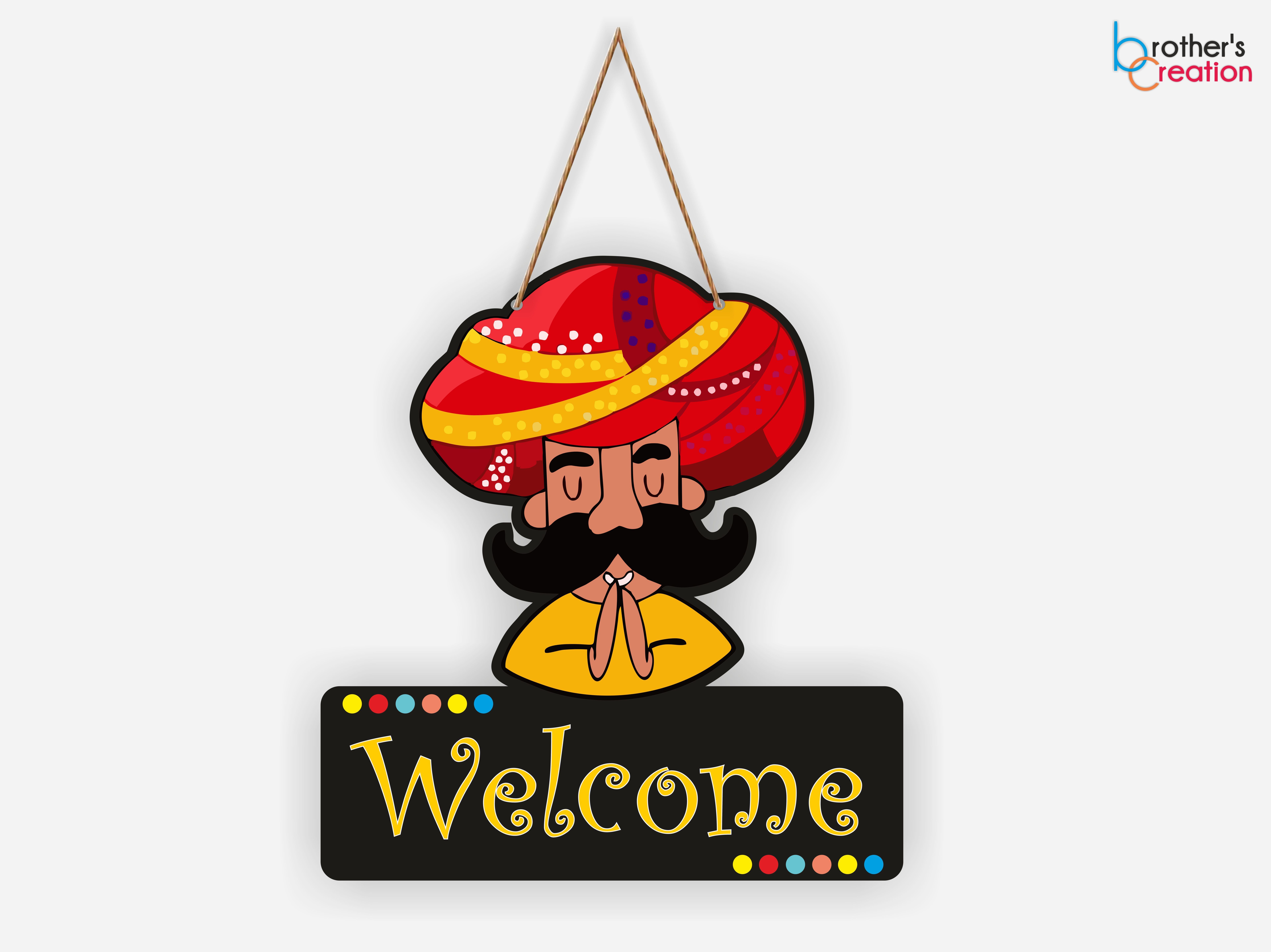 Welcome Rajasthani art wooden wall hanging for Home Decor wall decoration