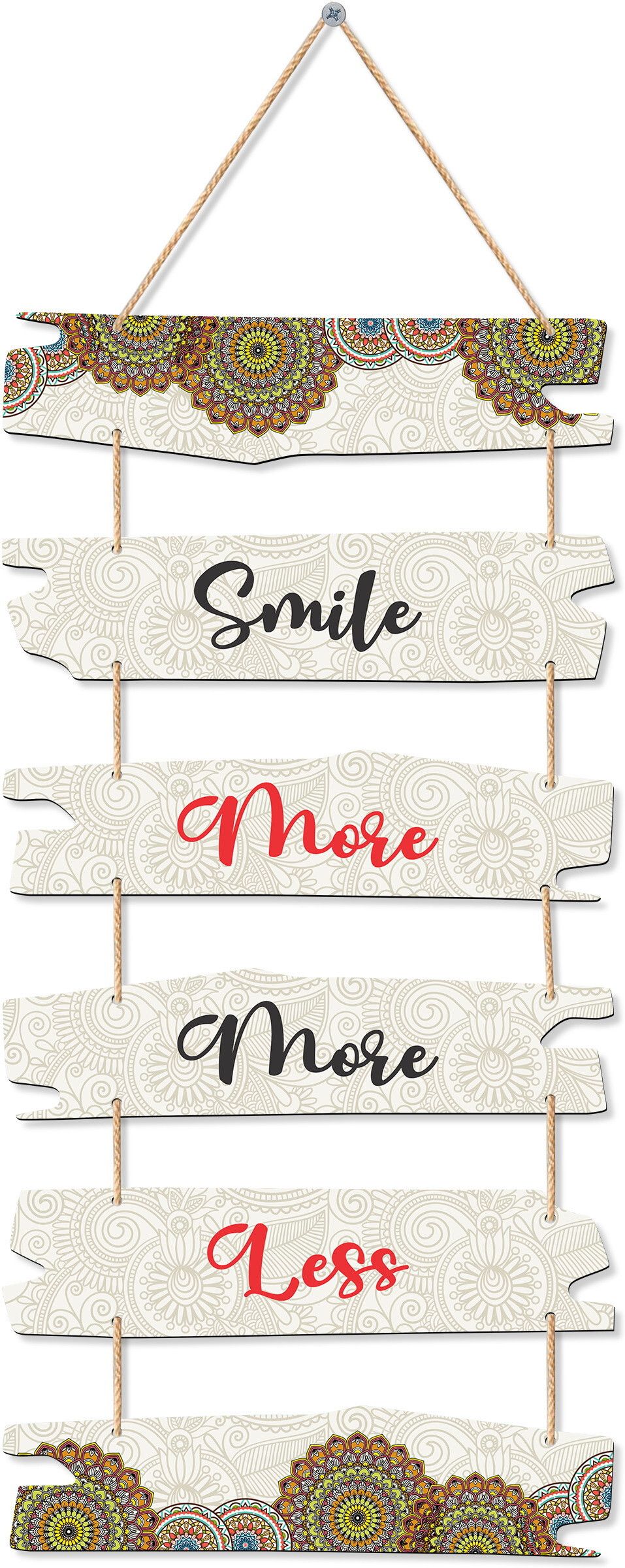 Wooden Wall Hanger For Home | Office Living Room Gift (Smile Positive Quote)