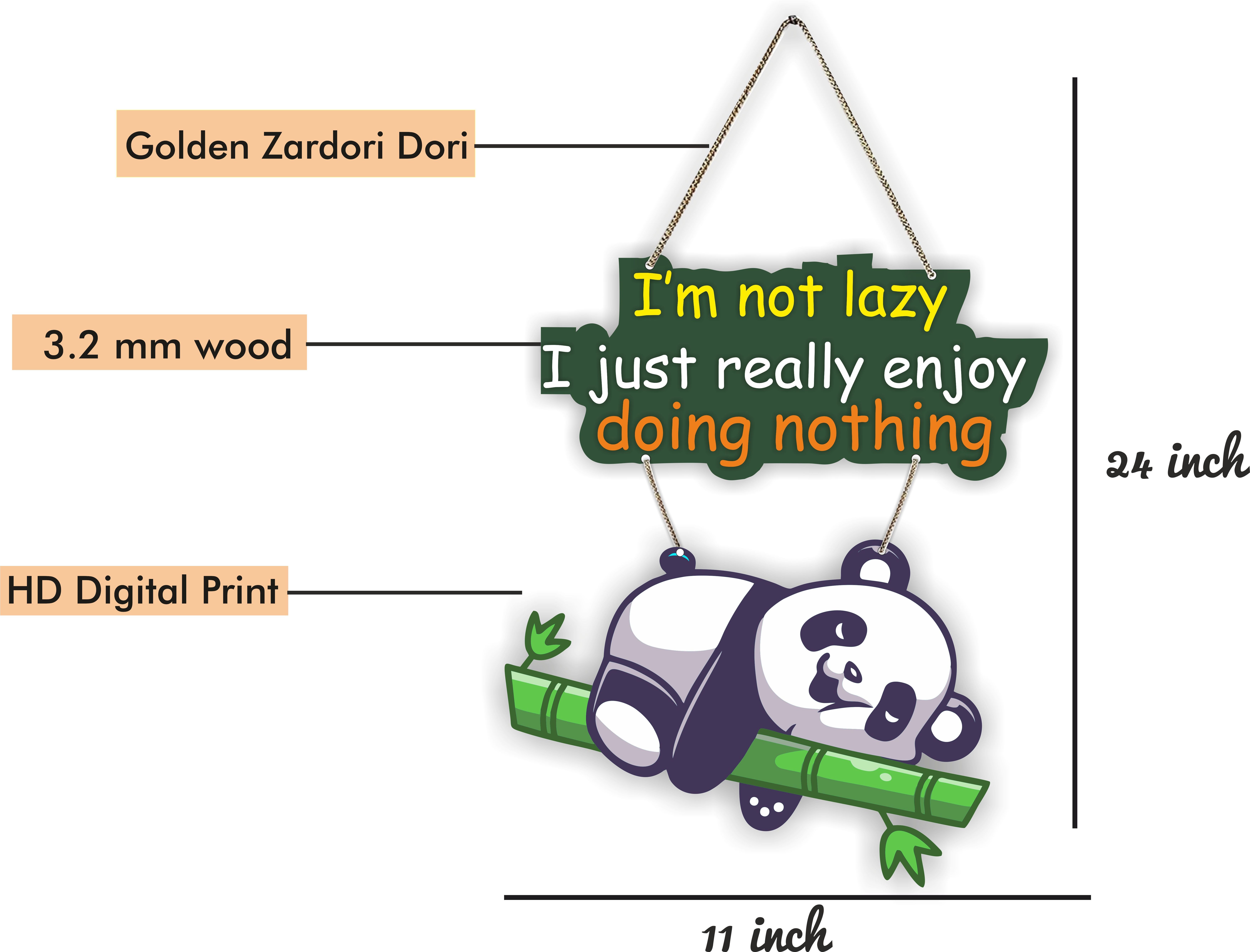 I am Not Lazy Panda Wooden Wall Hanging with Quotes for Home Decor